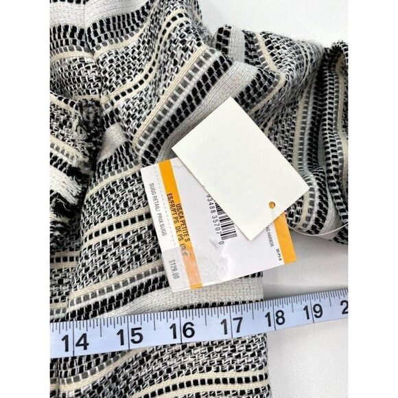 Kasper Blazer Jacket Petite Small Black White Women's Tweed Jacquard Fringe NEW - Picture 5 of 8